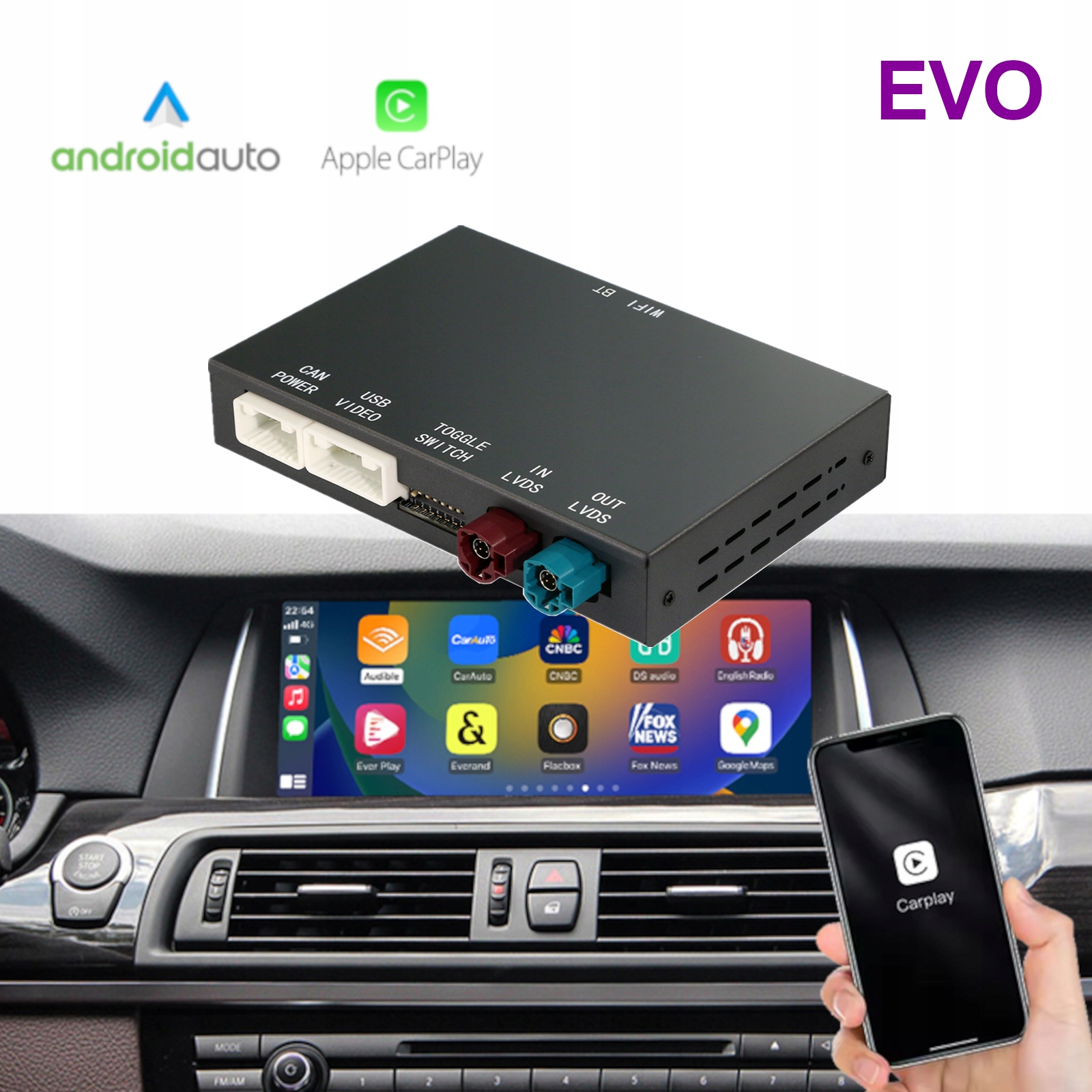 Moduł Carplay Android Auto do Bmw z systemem Evo Seria 1 3 5 7 X1 X3 X4 X5