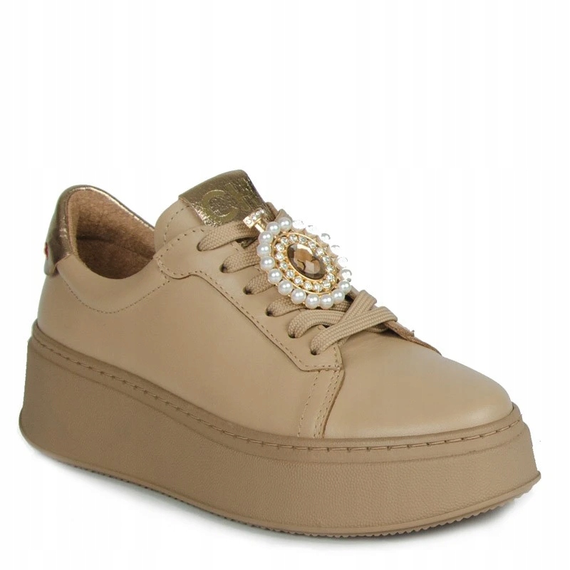 CheBello 4411 Tenisky S Broží Kůže Lico Béžové 40