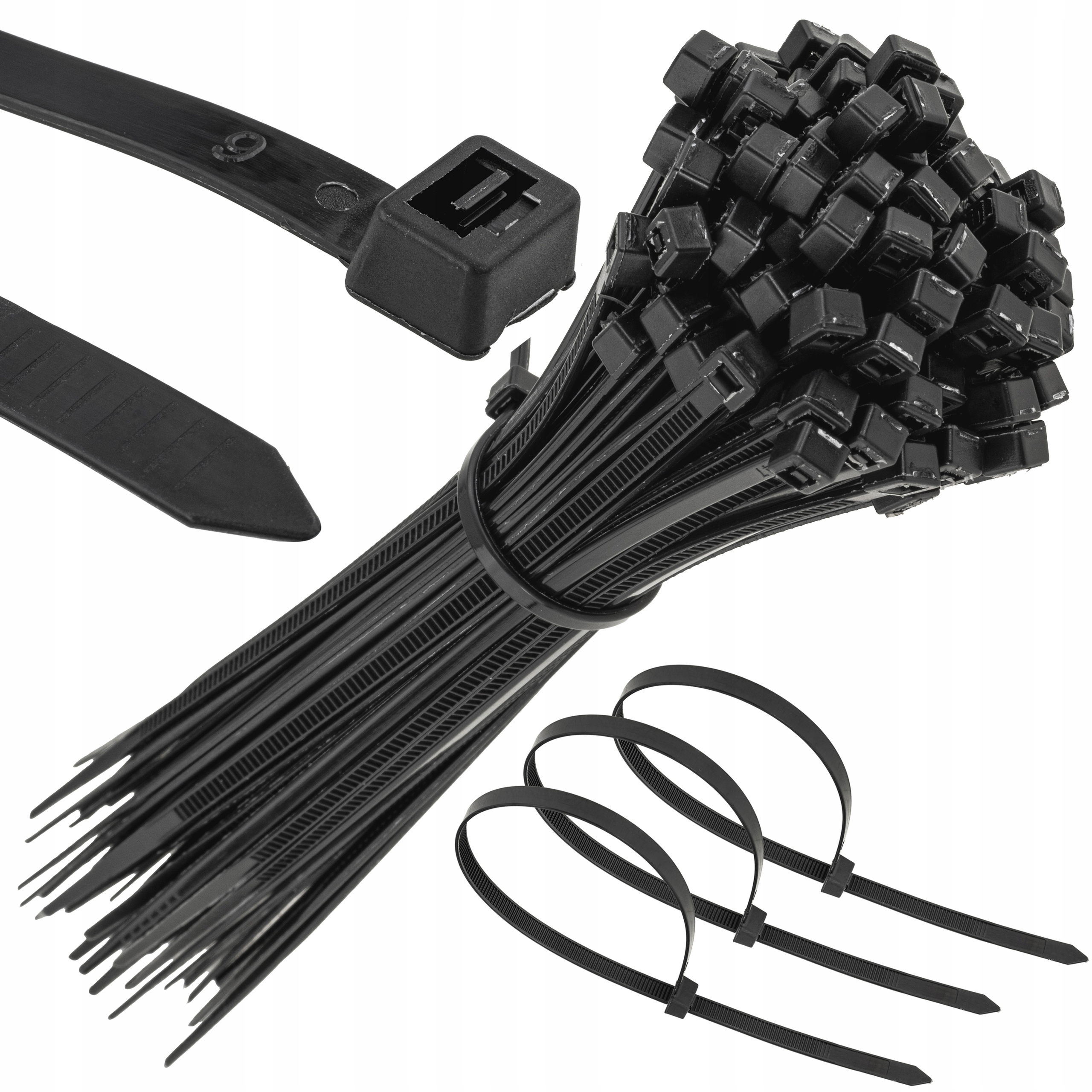 Mocne Opaski Zaciskowe Kablowe Trytki Trytytki Czarne Taśma 1.8X100 100 Szt