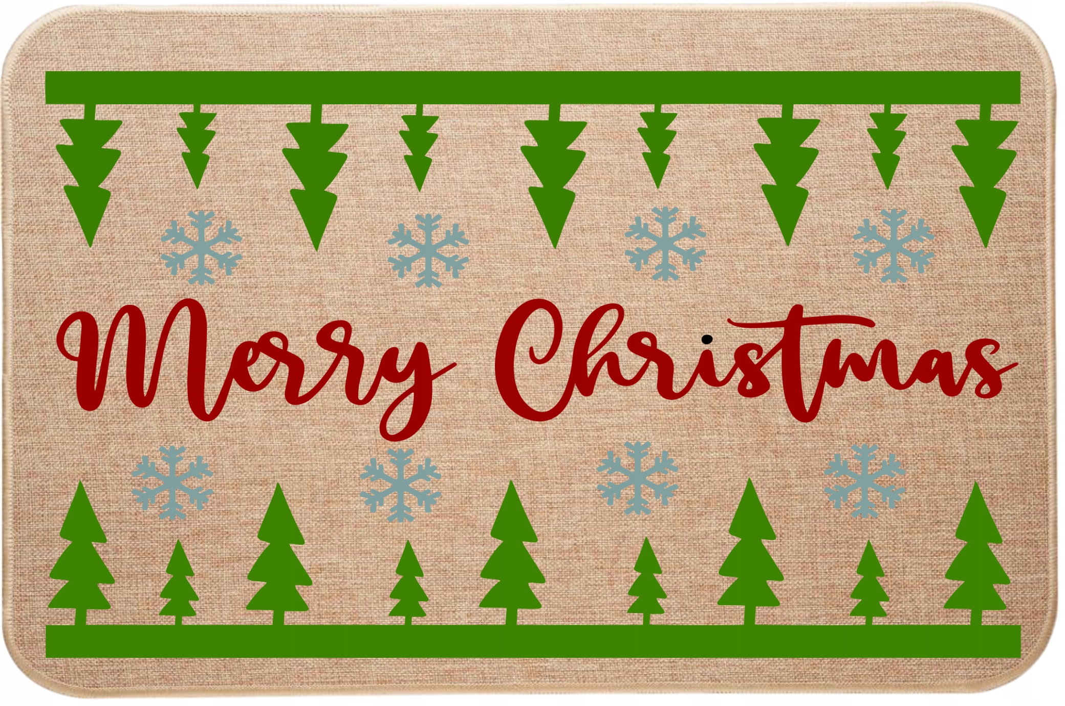 Vianočná Rohožka pod dvere z ľanu Merry Christmas Veselé Vianoce