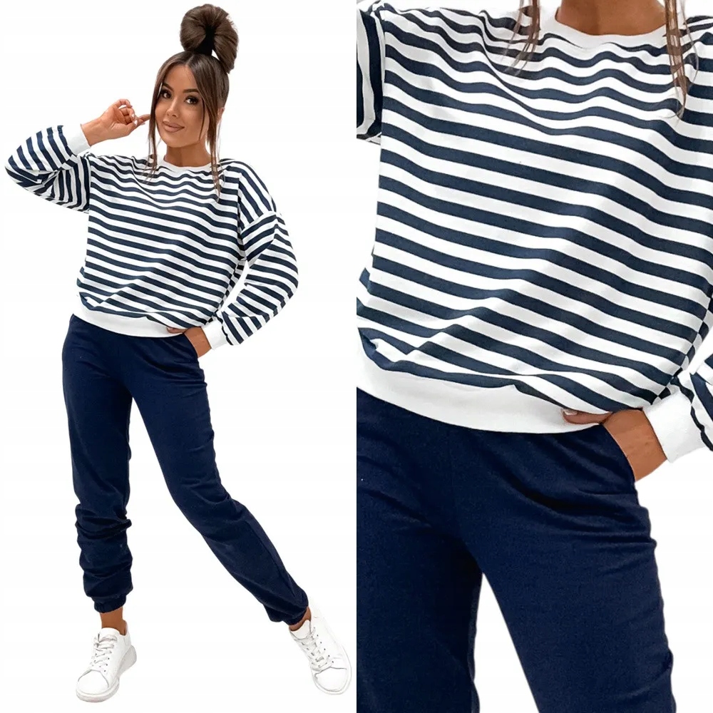 Dámský Teplákovka Sportovní bavlněný komplet bez kapuce S 36 Tmavě modrá