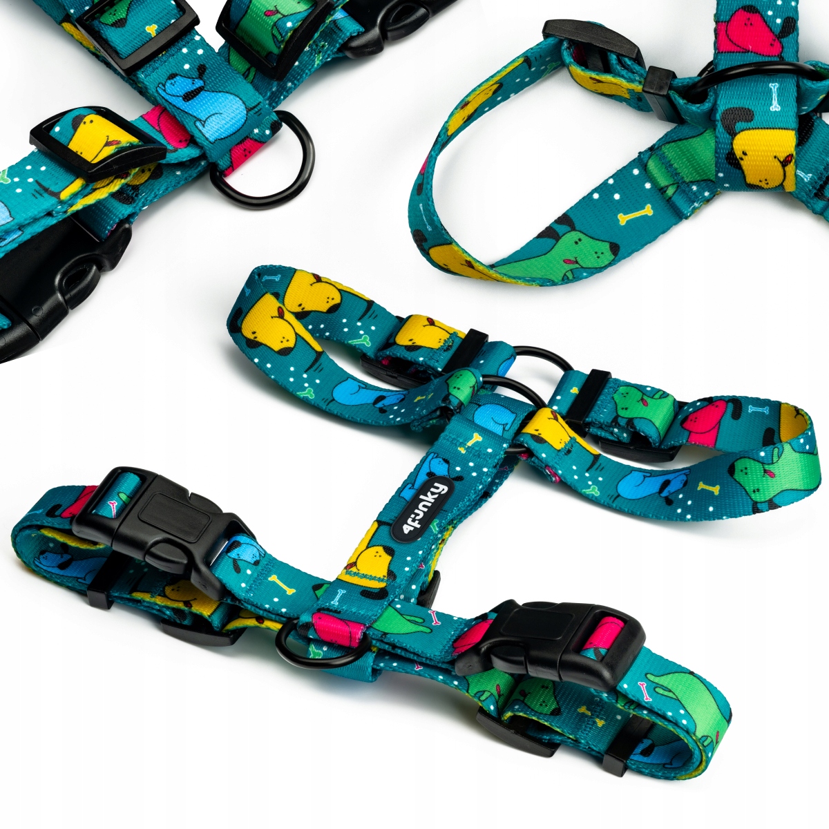 Levně Postroj guard pro velkého psa L – 4FUNKY, pohodlný, barevný a nastavitelný