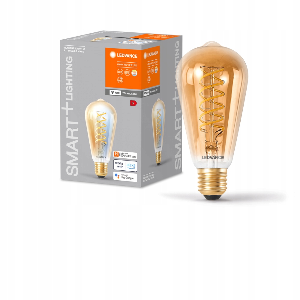 Led žárovka E27 8W 50W 600lm Cct Stmívatelná Smart+ WiFi Filament Edison