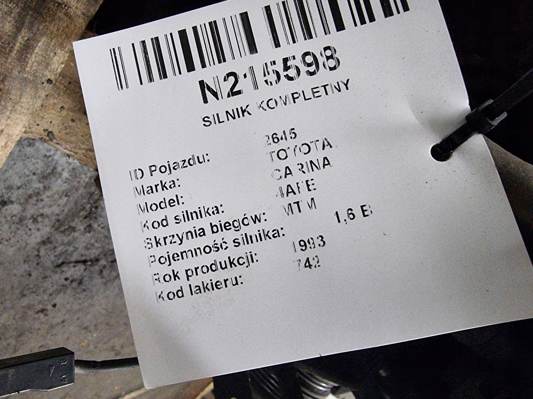 engine complete 4AFE 1.6 TOYOTA CARINA