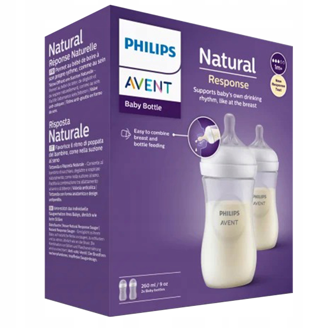 2 Antykolkowe Butelki PHILIPS Avent Natural Response SCY903/02 260ml Certyfikat CE