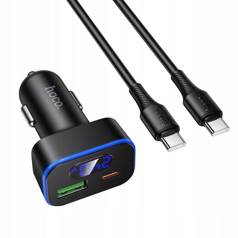 Ładowarka samochodowa Hoco Usb A Usb C QC3.0 Pd 48W kabel Usb C do C Z6