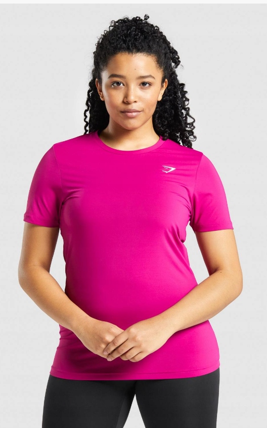 GYMSHARK KOSZULKA SPORTOWA DAMSKA RÓŻOWA Z LOGO XS 1A2F1_C*