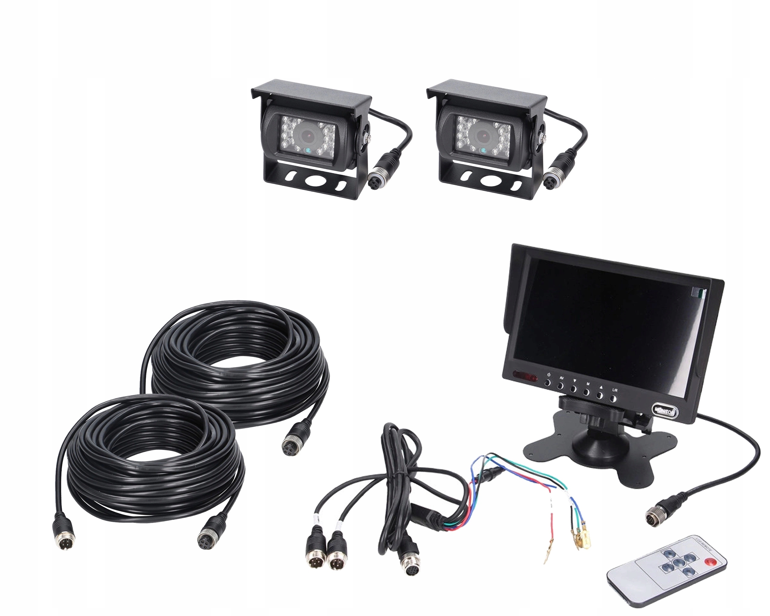 Sada pro monitorování vozidla Ahd 7 palců 2 kamery