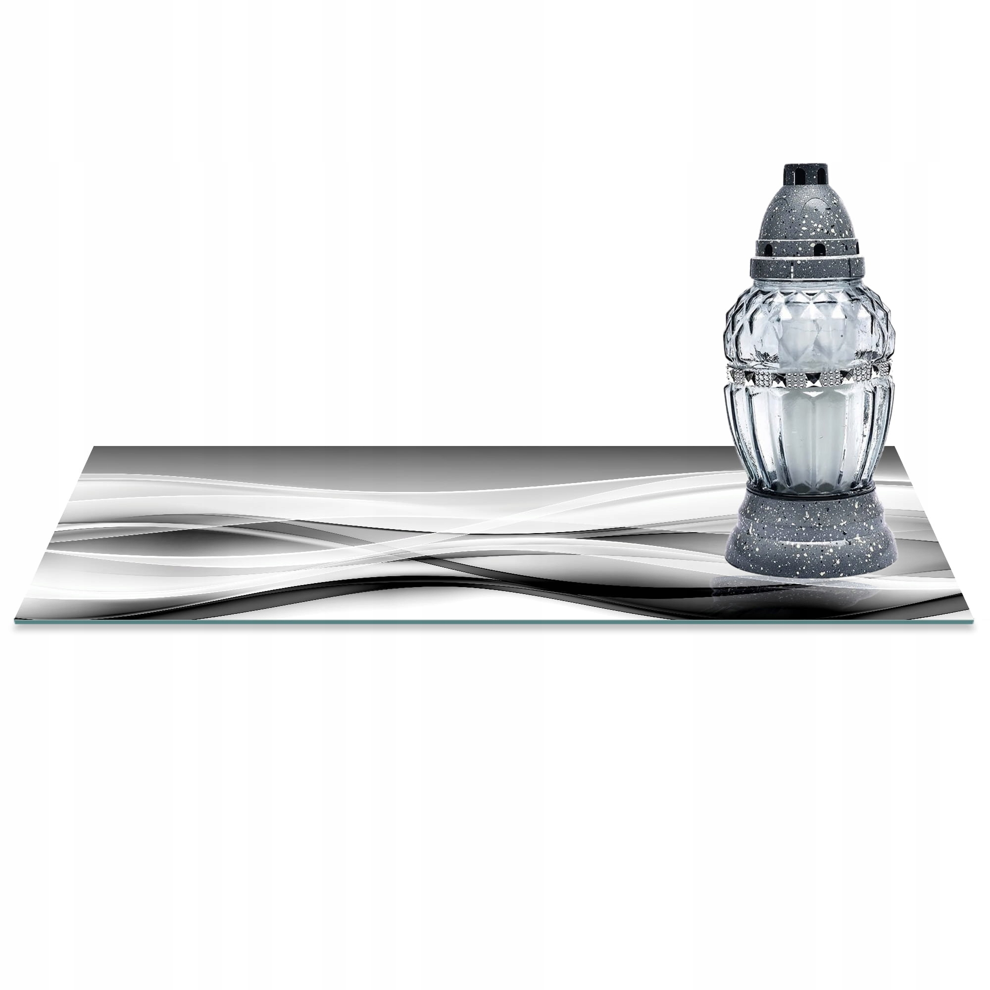 SZKLANA PODSTAWKA POD ZNICZE 60x20cm Fala 198c