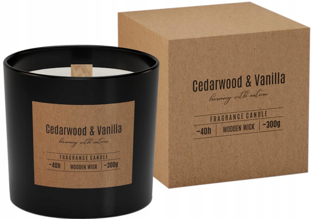 

Świeca duża z drewnianym knotem Cedarwood Bispol