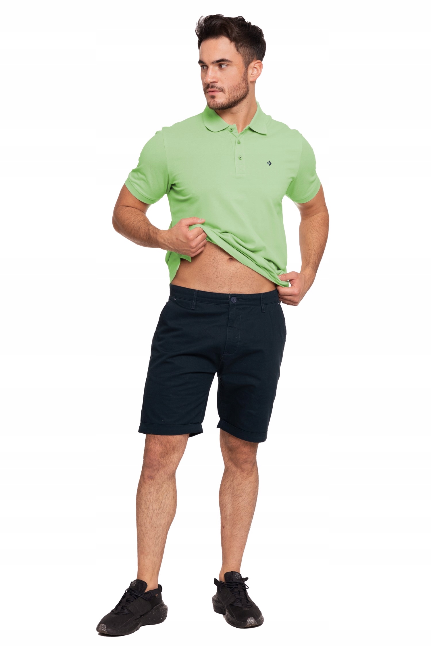 KOSZULKA MĘSKA POLO DLA NIEGO BAWEŁNIANA PREMIUM GŁADKA MORAJ M ZIELONA Zapięcie guziki