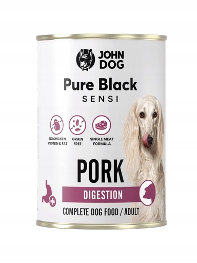 5 x John Dog Pure Black Sensi Digestion vepřové maso 400 g
