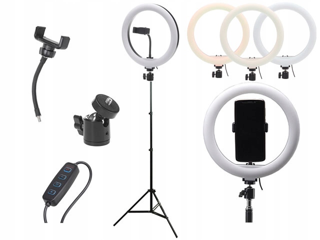 LAMPA PIERŚCIENIOWA RING DO MAKIJAŻU LED SELIE UCHWYT NA TELEFON STATYW