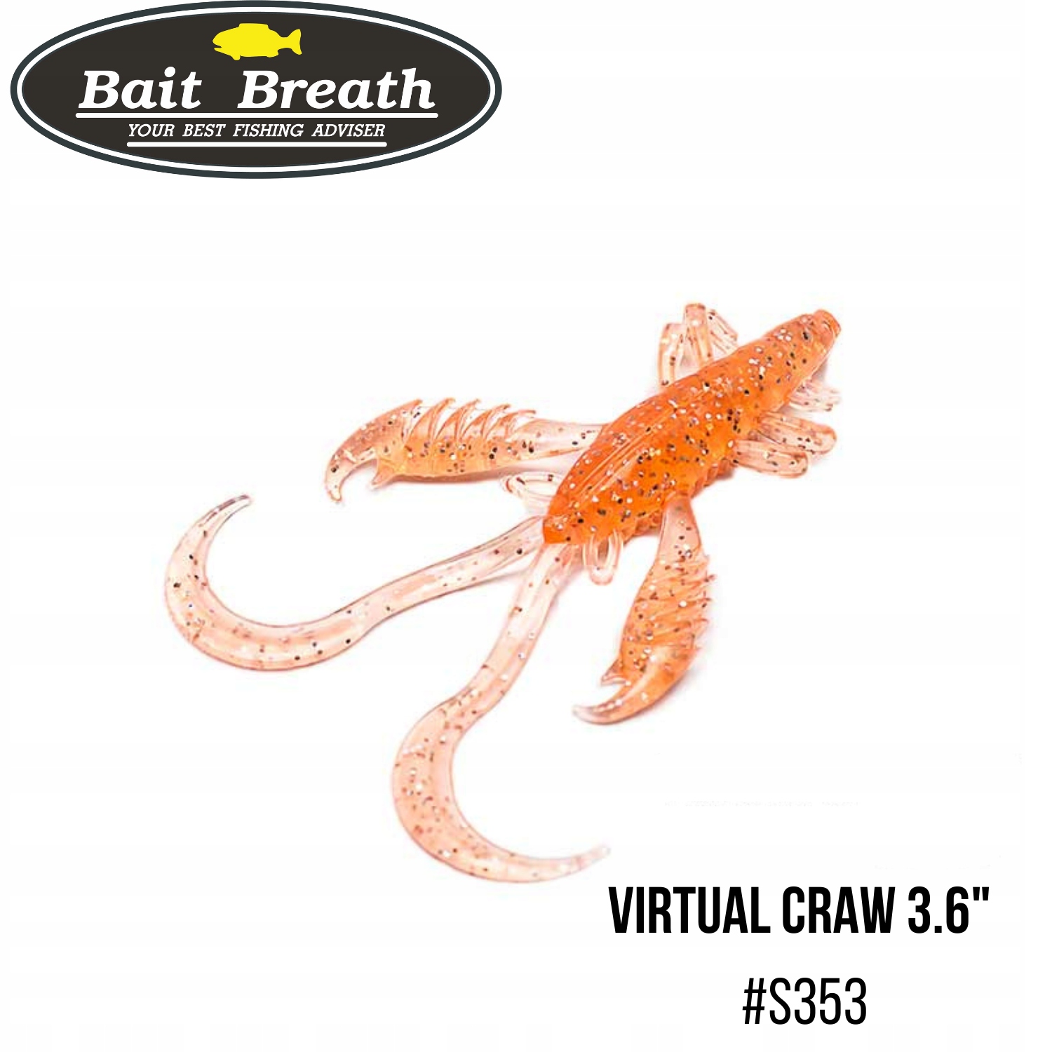 Przynęta miękka Bait Breath Virtual Craw 3.6" #S353 Uv Hologram ClearOrange