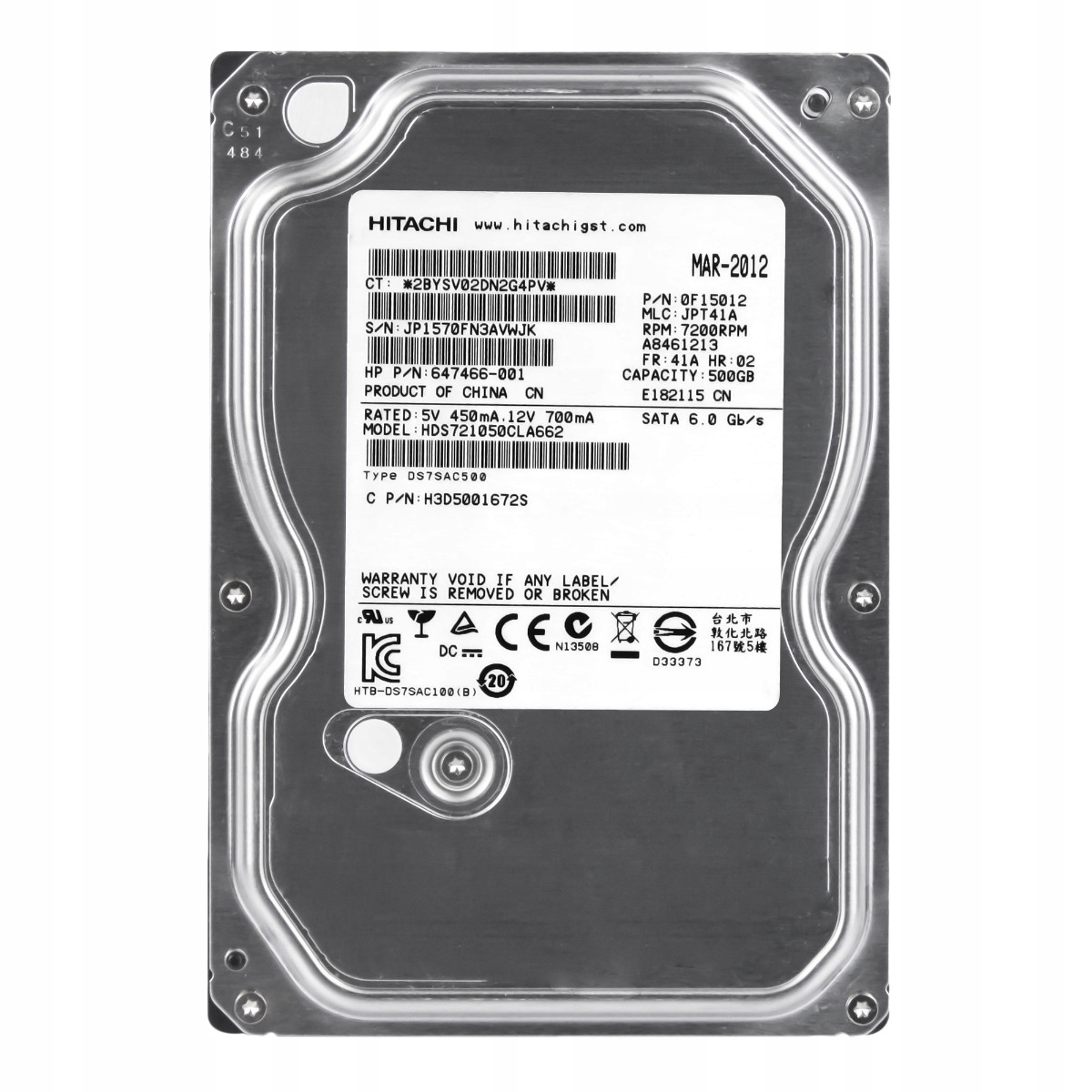 Hp 647466-001 500GB Sata III 7.2K HDS721050CLA662