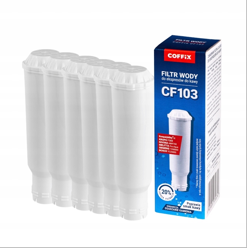 Coffix CF103 náhradní vodní filtr Melitta Nivona Krups Bosch Siemens 6 ks