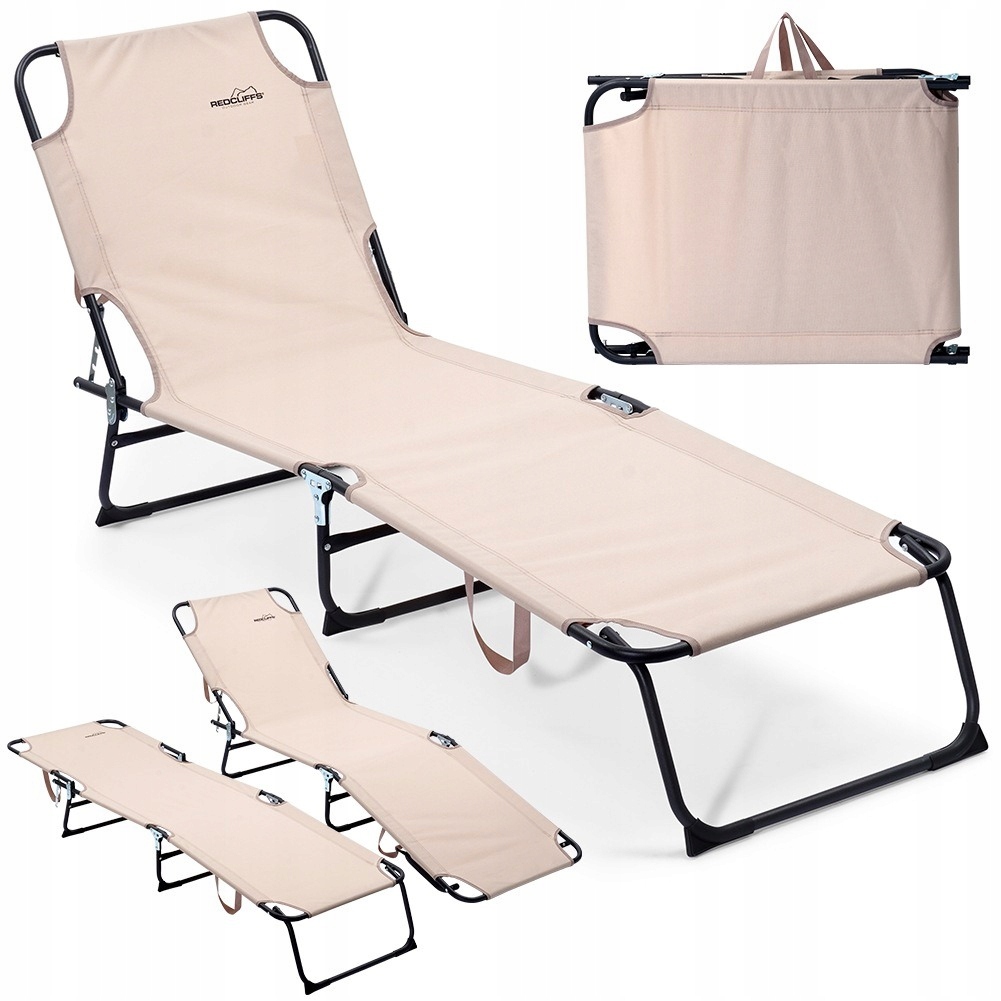 Leżak Ogrodowy Plażowy Rozkładany Regulowany Beżowy Redcliffs 187 x 55 cm