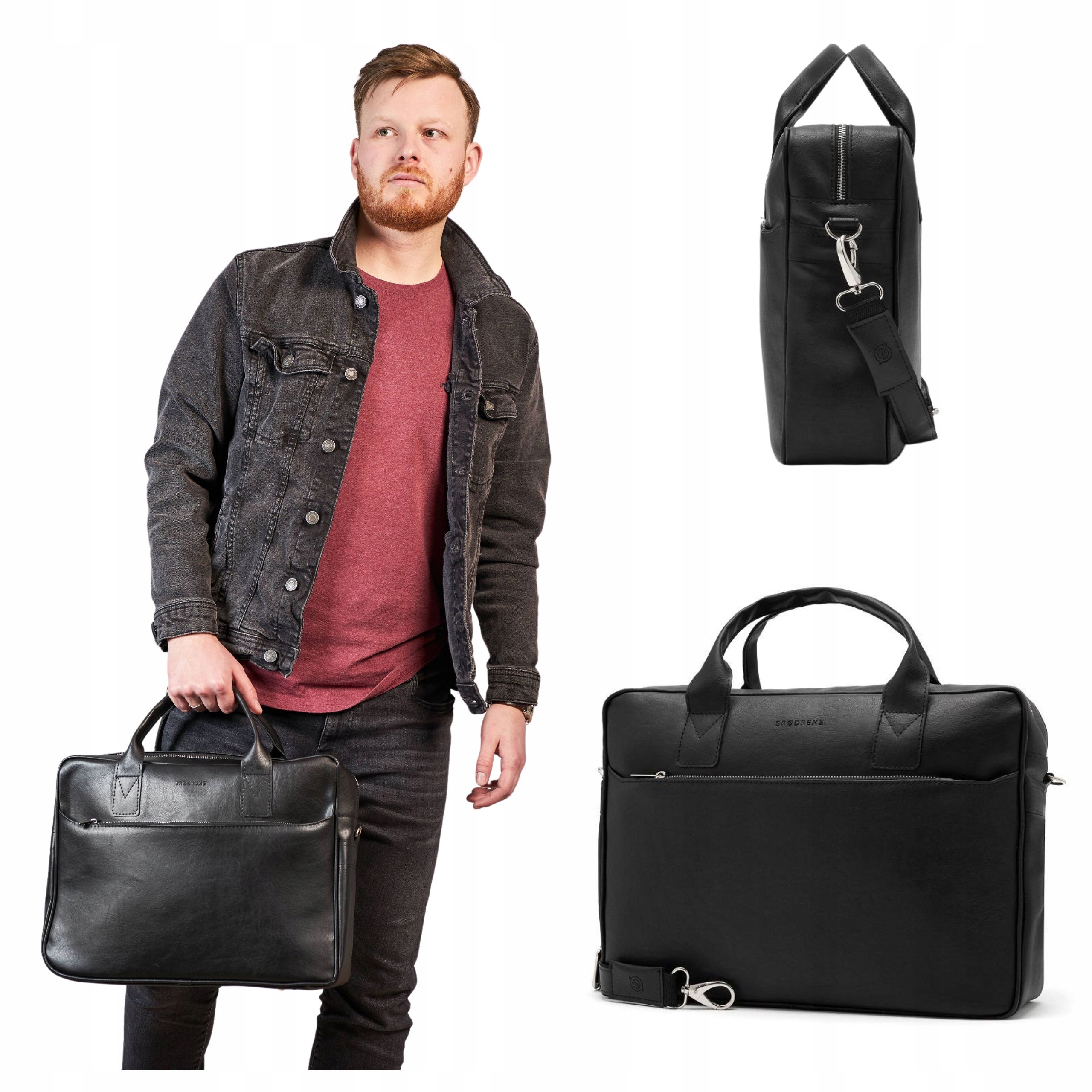 Taška na Notebook Pánská pracovní aktovka Brodrene B12 do kanceláře, černá na zip