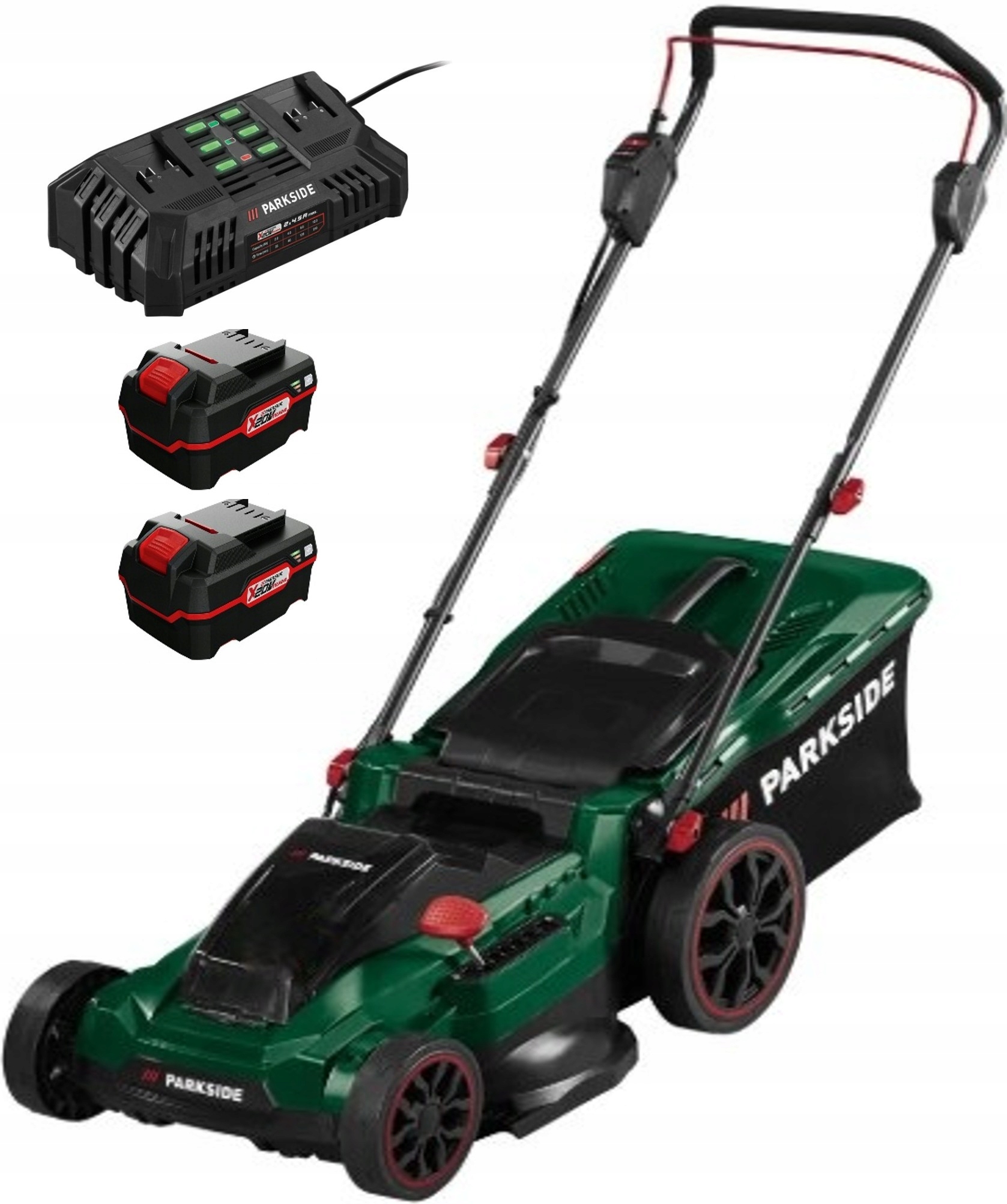 Kosiarka akumulatorowa Parkside 40cm 50L 40V Aku2x4Ah PodwójnaŁadowarka220W