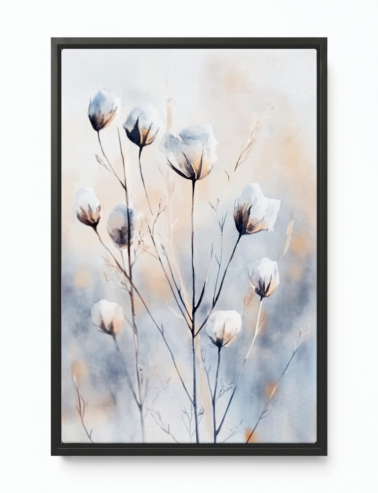 Obraz Rám Americký Box Akvarel Příroda Louka Květiny Bavlna Boho 40x60