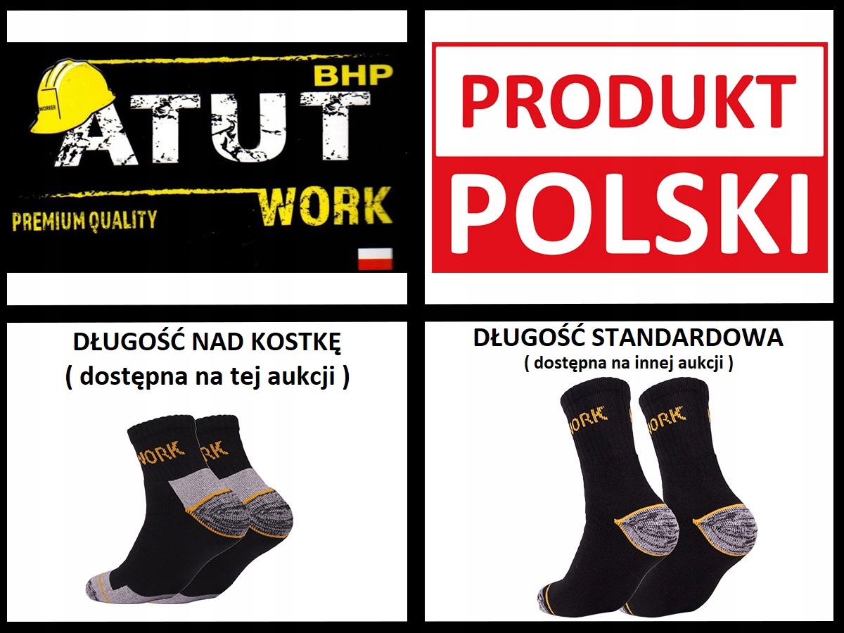 9x Skarpety ZA KOSTKĘ FROTA WORK ROBOCZE 47-50 Marka Atut