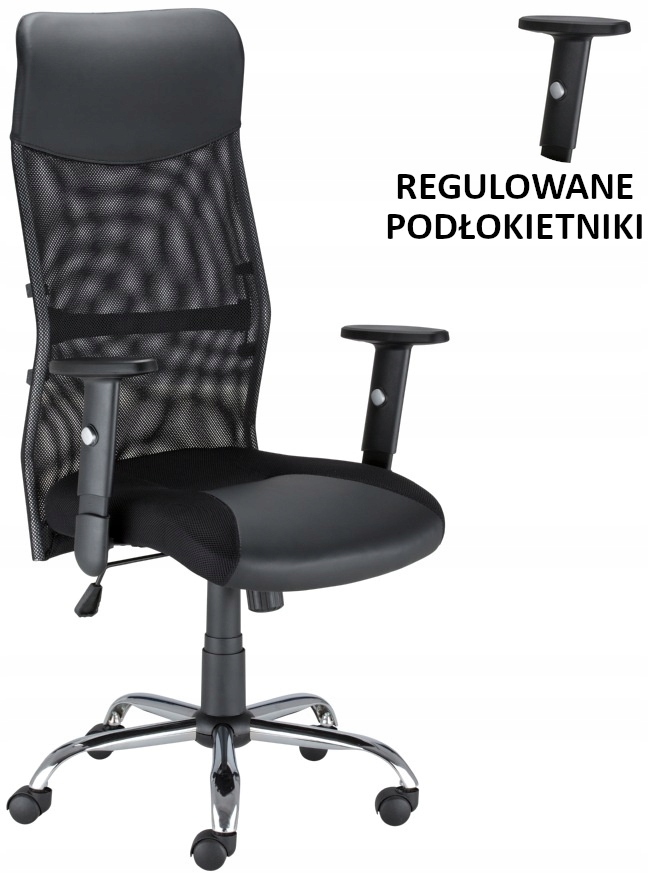 Czarny Fotel biurowy obrotowy R Nowy St Siatka