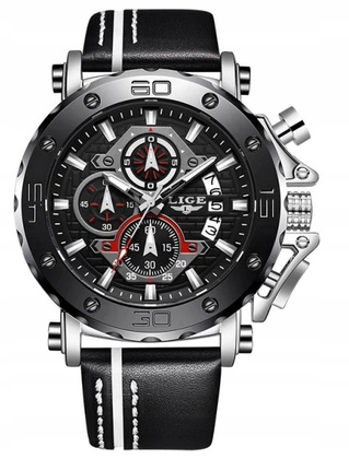 Pánské hodinky kožený řemínek datumovka stopky Lige