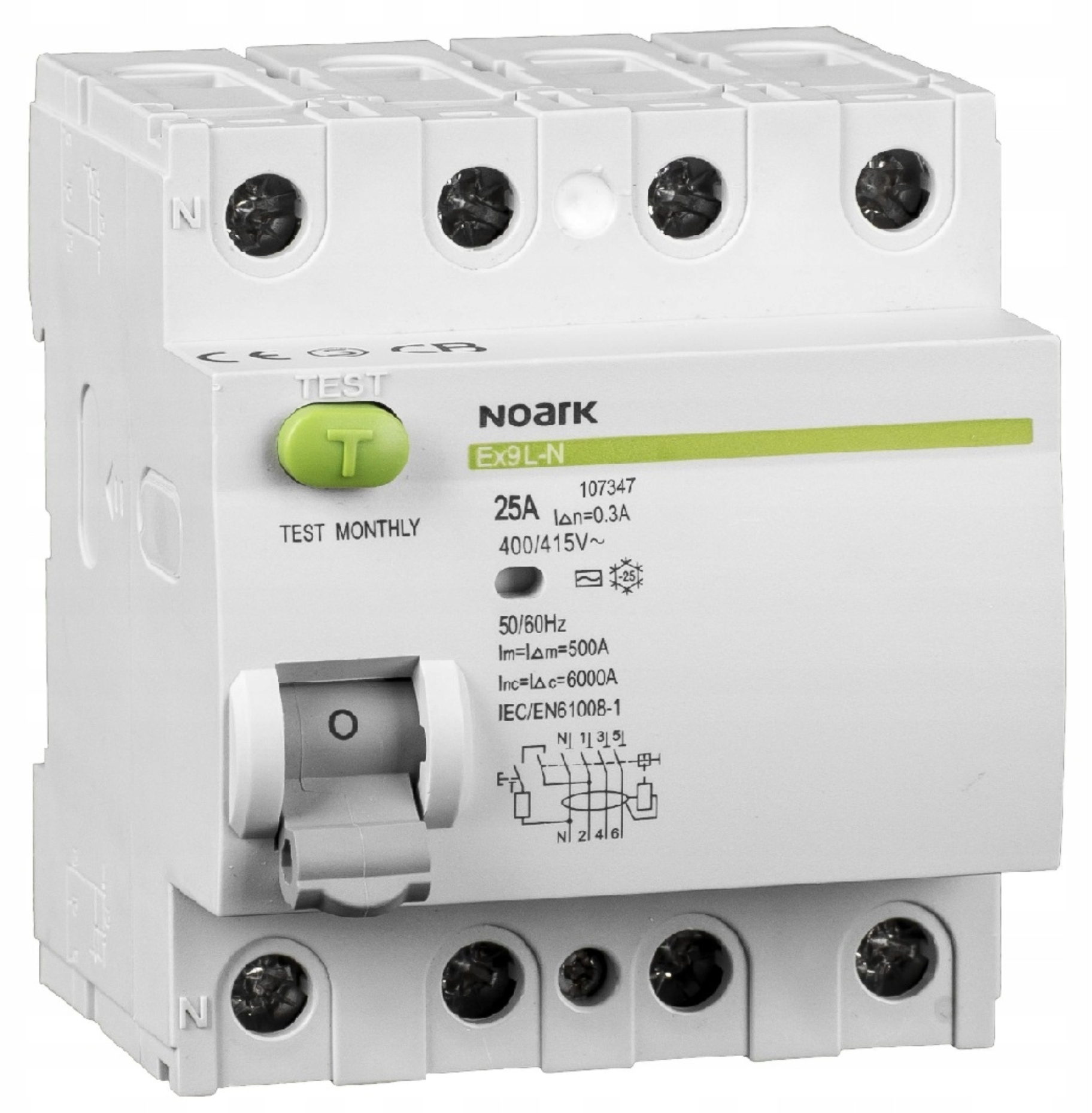 Wyłącznik różnicowo-prądowy 40A 4P 30mA Noark Ex9L-N 108332