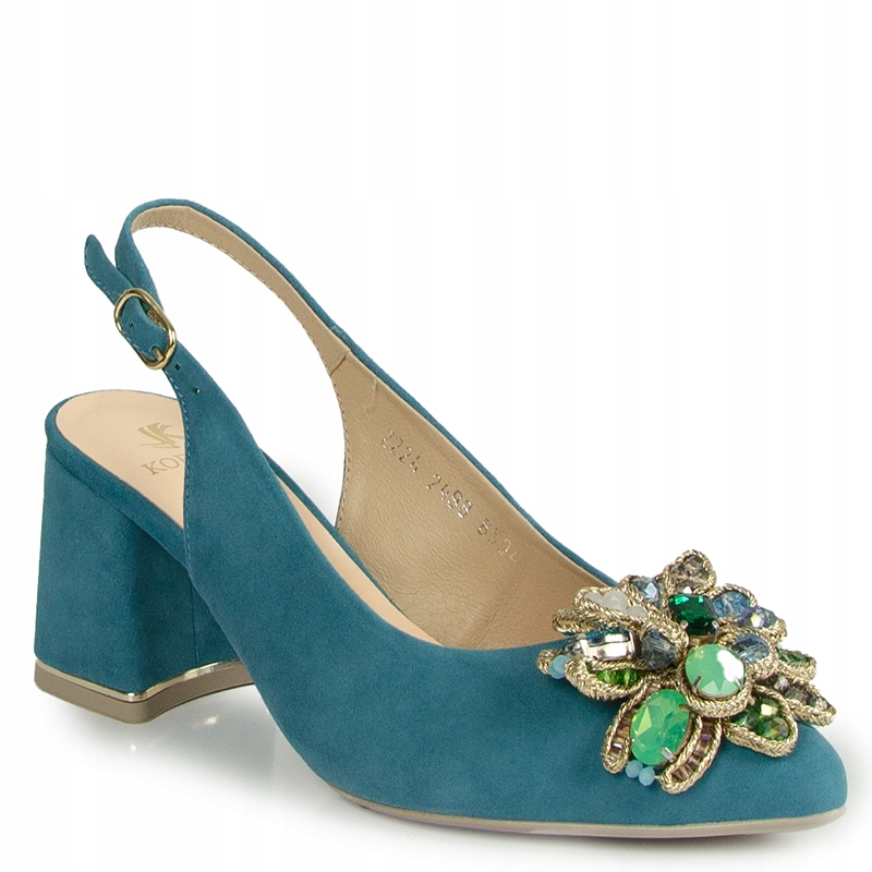 Kordel 2498 Modré Kožené Sandály S Ozdobou 37