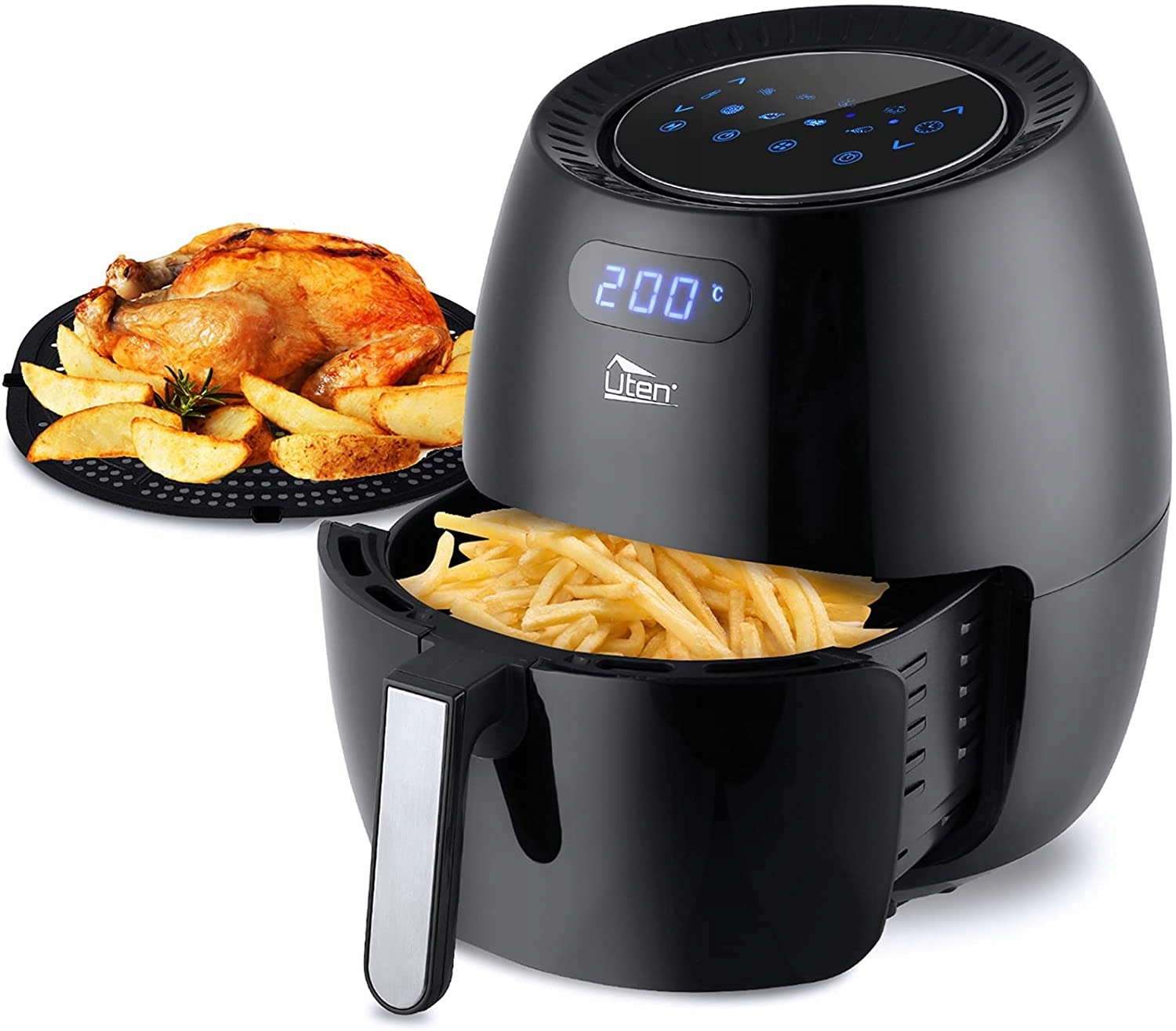 UTEN Frytkownica Beztłuszczowa 6.5L LED Ekran Dotykowy 1800W 8 Programów