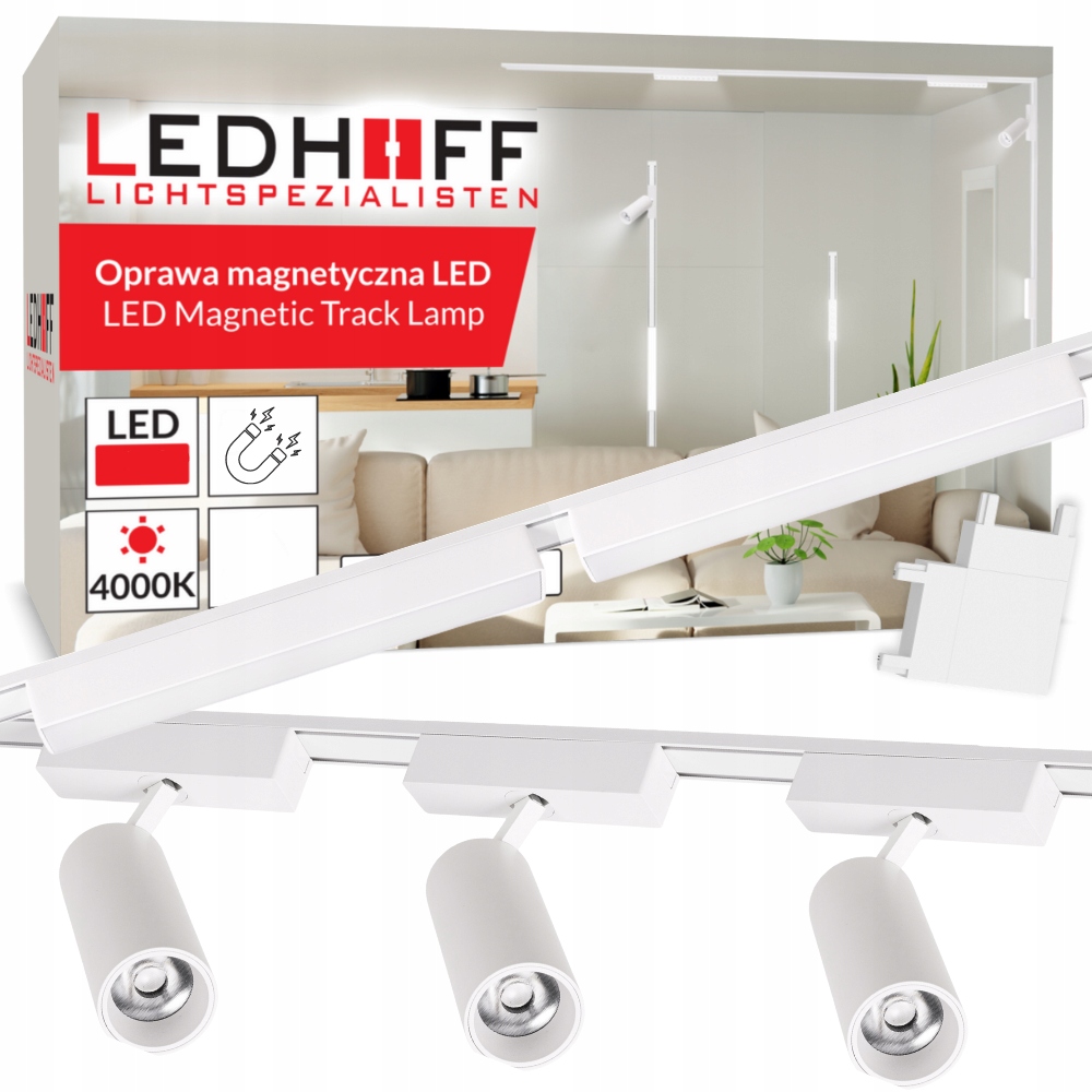 Magnetické koľajnicové osvetlenie Lišta 2 m 5x reflektor Led lampa Biela spot