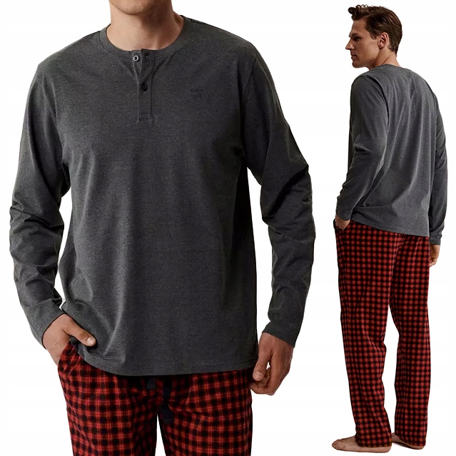 Pánské bavlněné pyžamo Komplet Bluza Kalhoty Atlantic NMP-394 XL