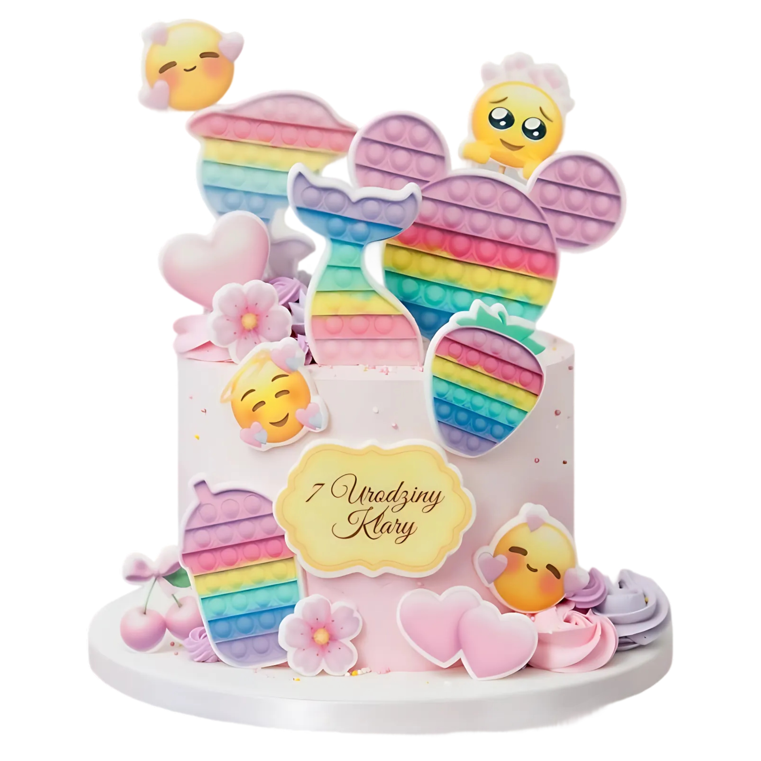 Levně Sada na zdobení dortu Pop It 2D 14 el figurky na dort s cukrovými oplatkami
