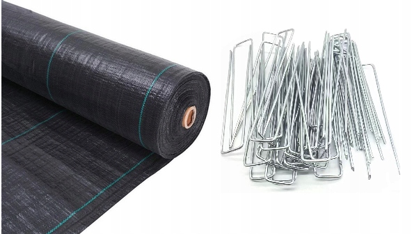 Agrowłóknina czarna 80 x 10000 cm 70 g/m² 50 x szpilka stal