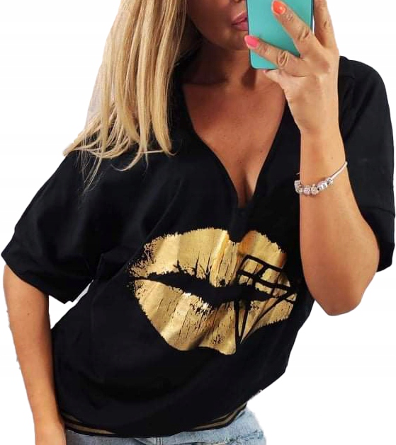 BAWEŁNIANA BLUZKA SERCA dekolt V roz.54