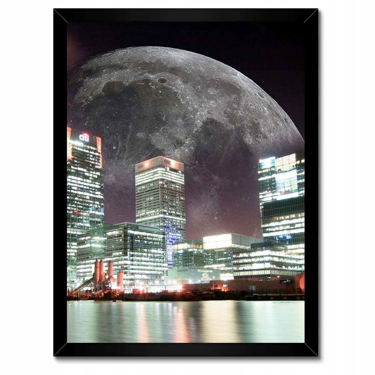 Plakáty v rámu 30x40 Město v noci Měsíc