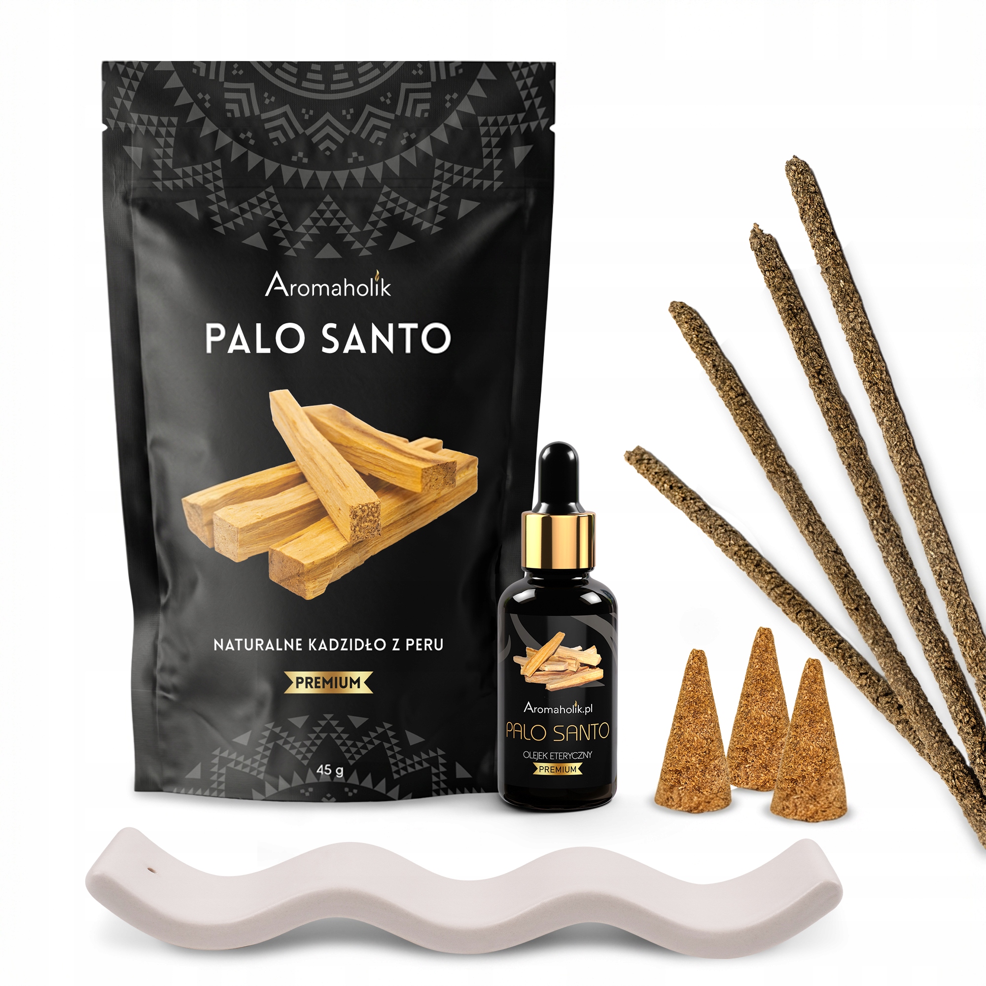 Palo Santo Komplet Kadidlový Olej Aromalampa Bílý Pro Aromaterapii