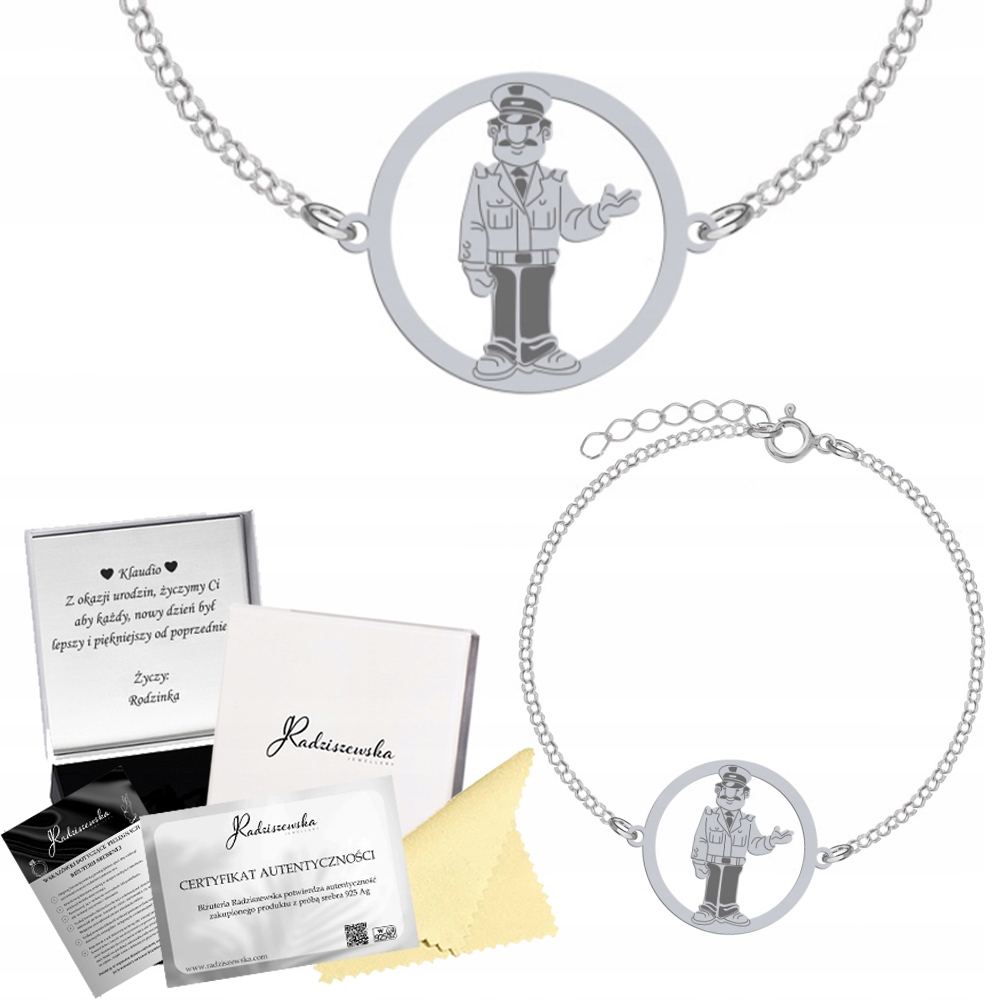 Stříbrný Náramek S Policistou Policie Dárek Gravírování Stříbro 925