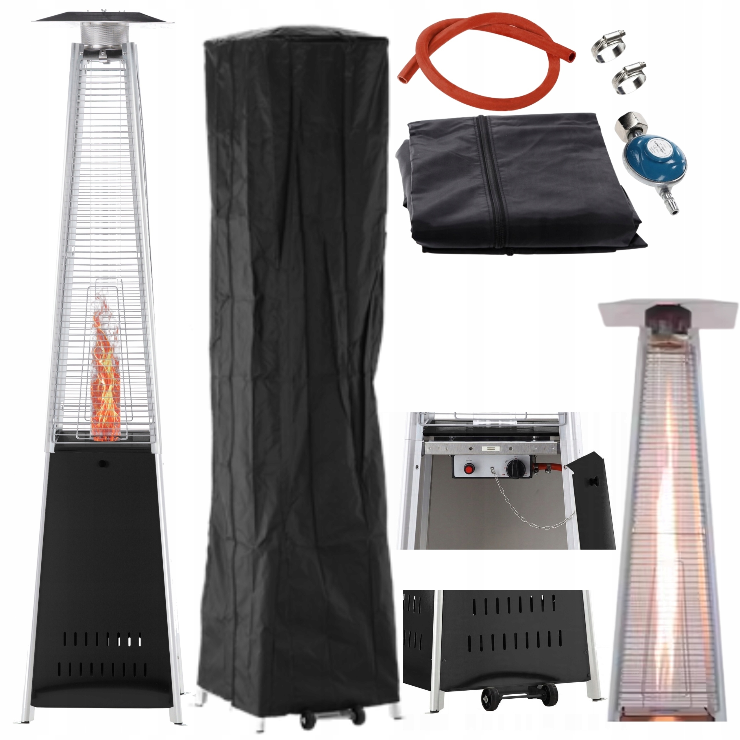 Parasol Grzewczy Gazowy Ogrzewacz Tarasowy Piramida Kominek 227CM 13kW Duży