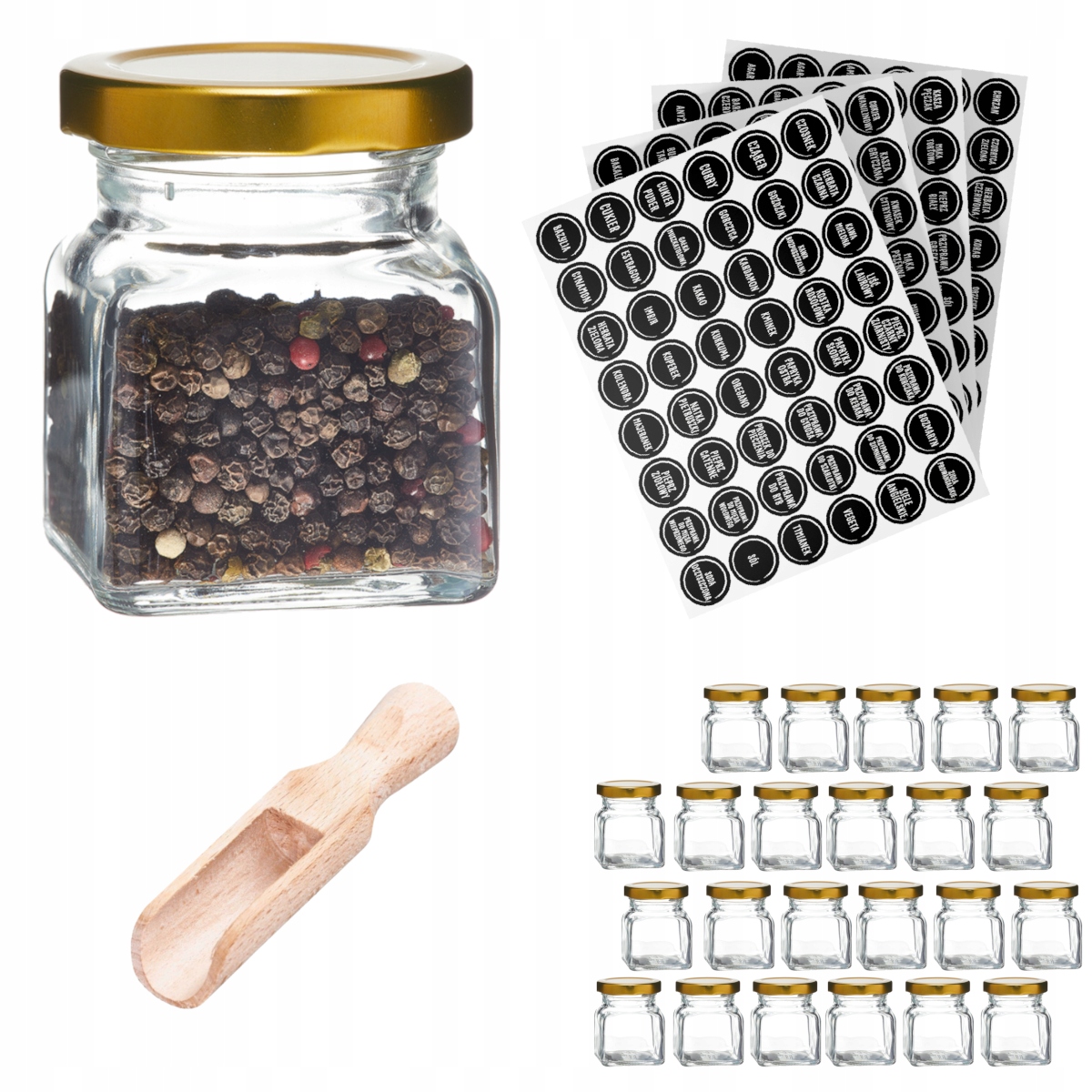 

Słoik Słoiki Pojemniki 120ml x24 naklejki Zestaw