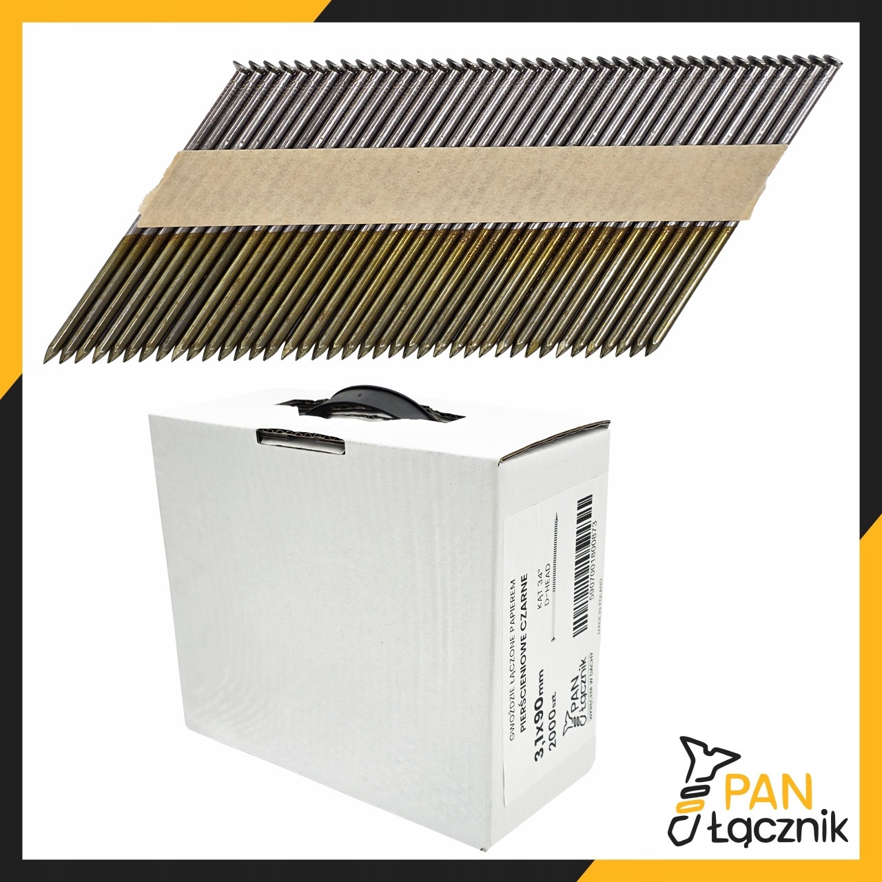 Gwoździe Do Gwoździarki 3,1x90mm 34° Pierścieniowe 2000 szt.