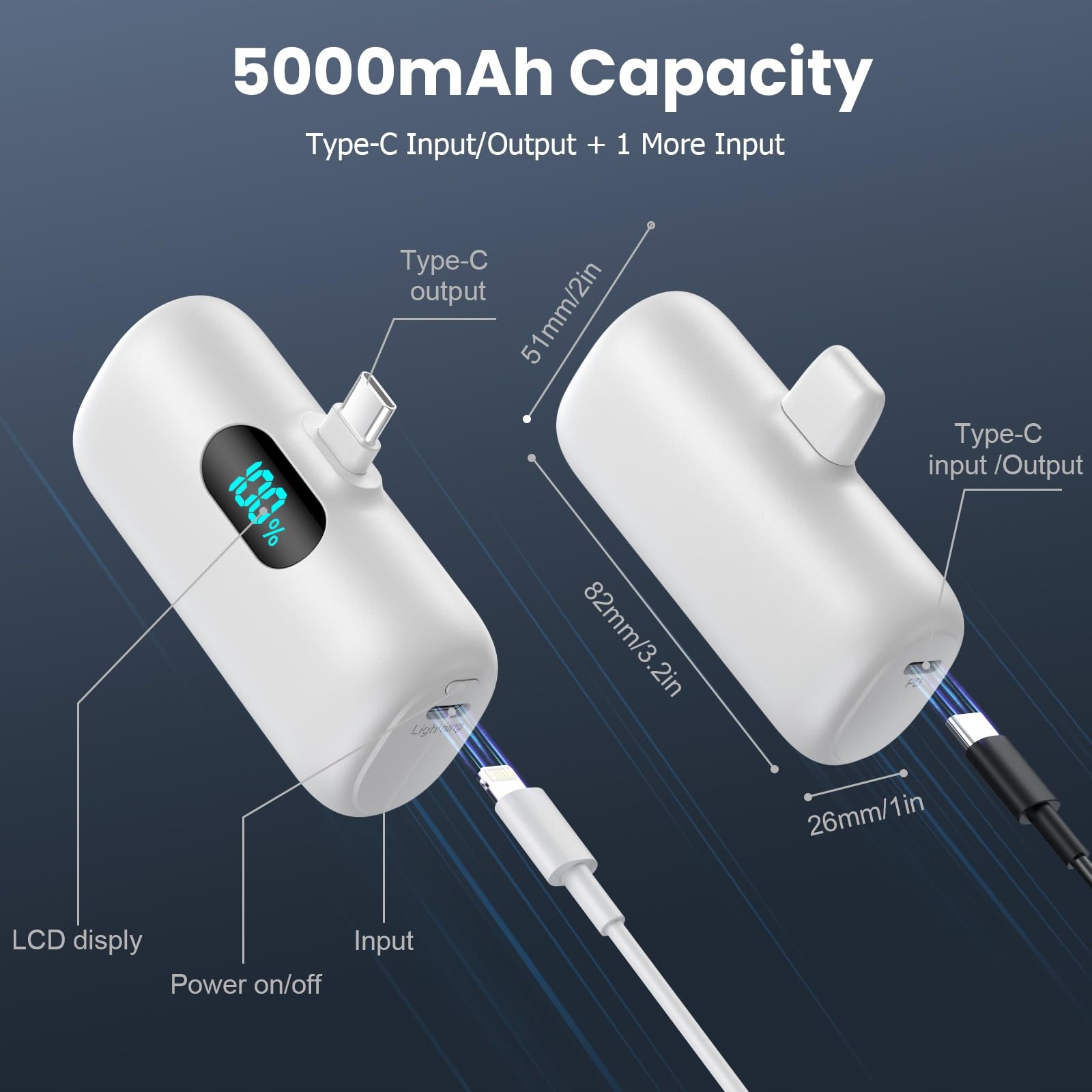 FEOB Power Bank USB C 5000mAh Szybkie Ładowanie LCD Kompatybilny Samsung — miniatura 4