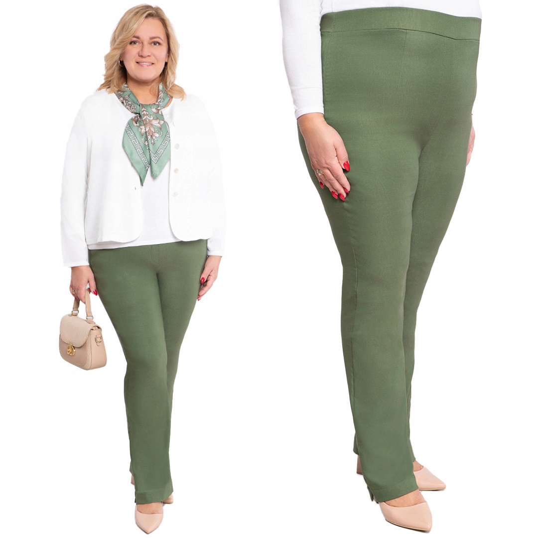 Zelené kalhoty s velmi vysokým pasem plus size velikost 48