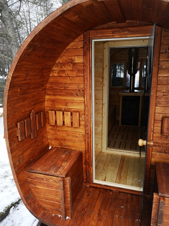 Lauko sauna-namelis su persirengimo zona, Stoveman krosnelė, su patogia komplektacija nuotrauka 12