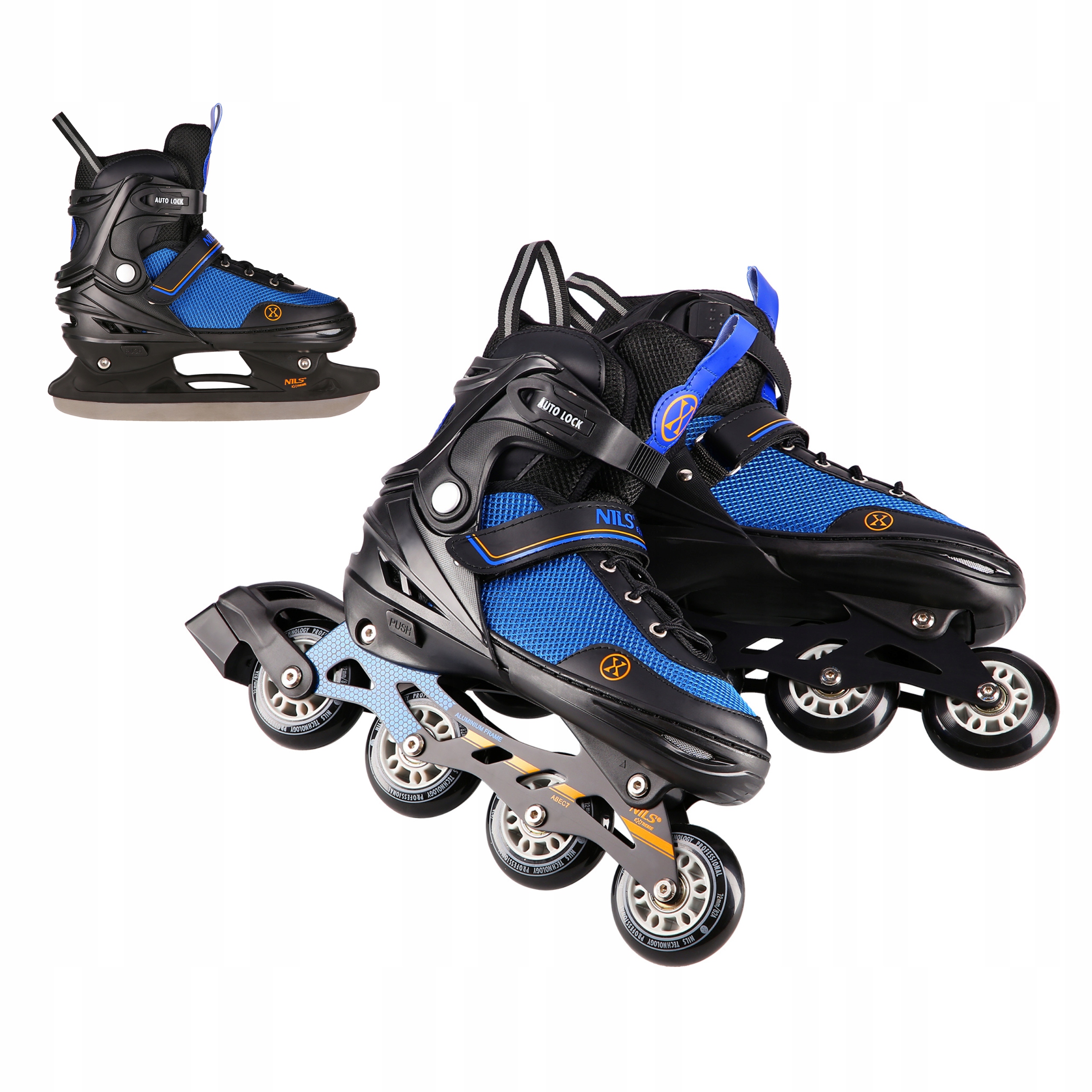 Brusle 2v1 2v1 nastavitelné 34-38 černá hokejová guma ABEC7 Nils Extreme