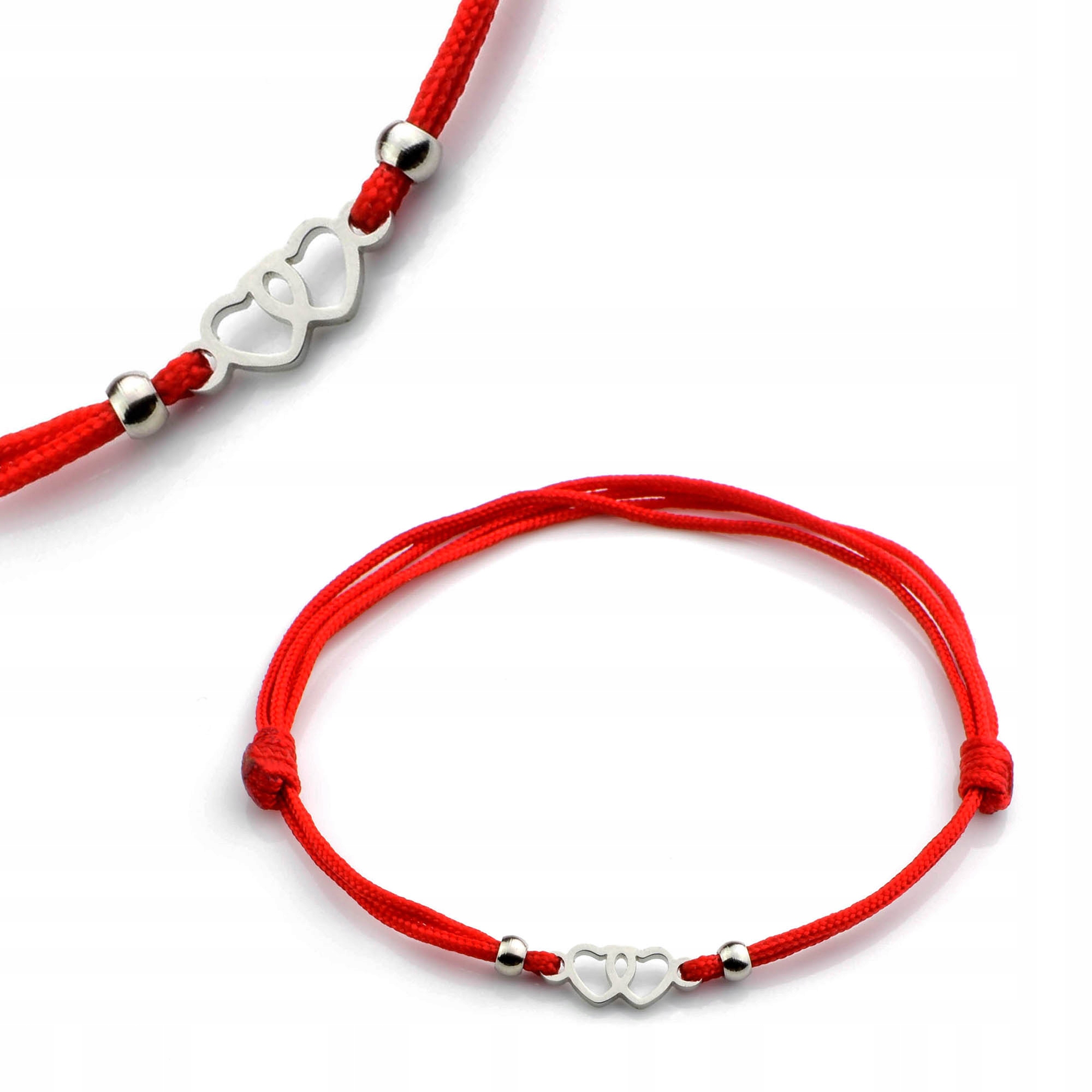 

Bransoletka Sznurkowa Stal Chirurgiczna Serca Dwa