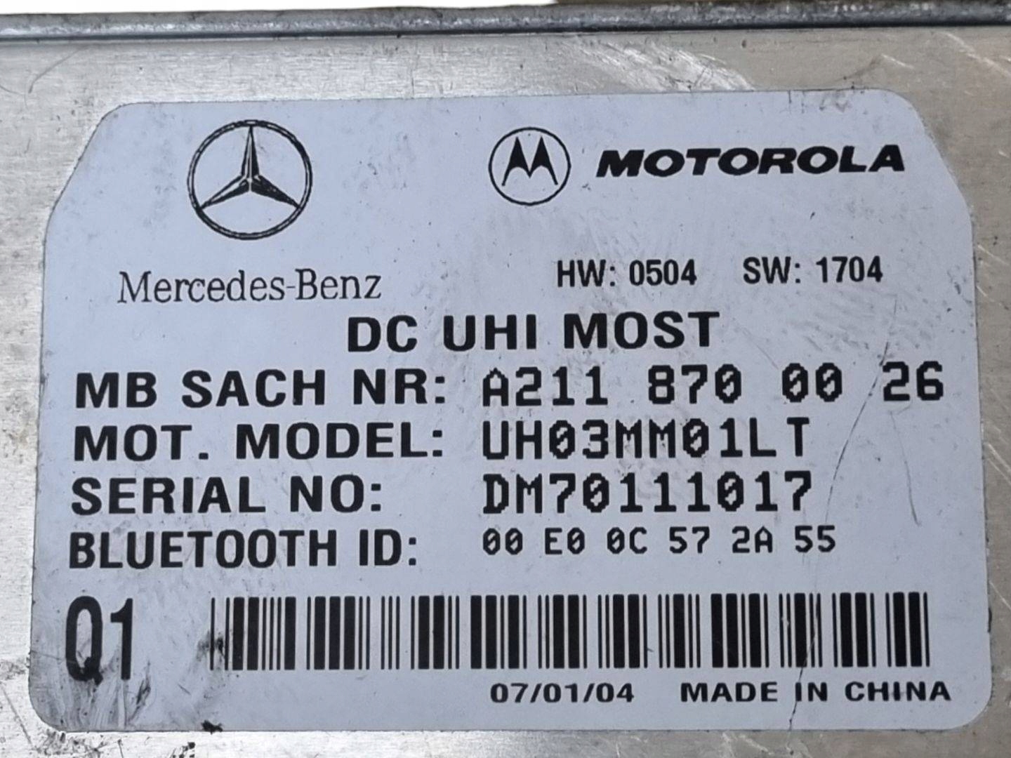 Bedienteil Bluetooth Mercedes-Benz E W211 2004 A2118700026