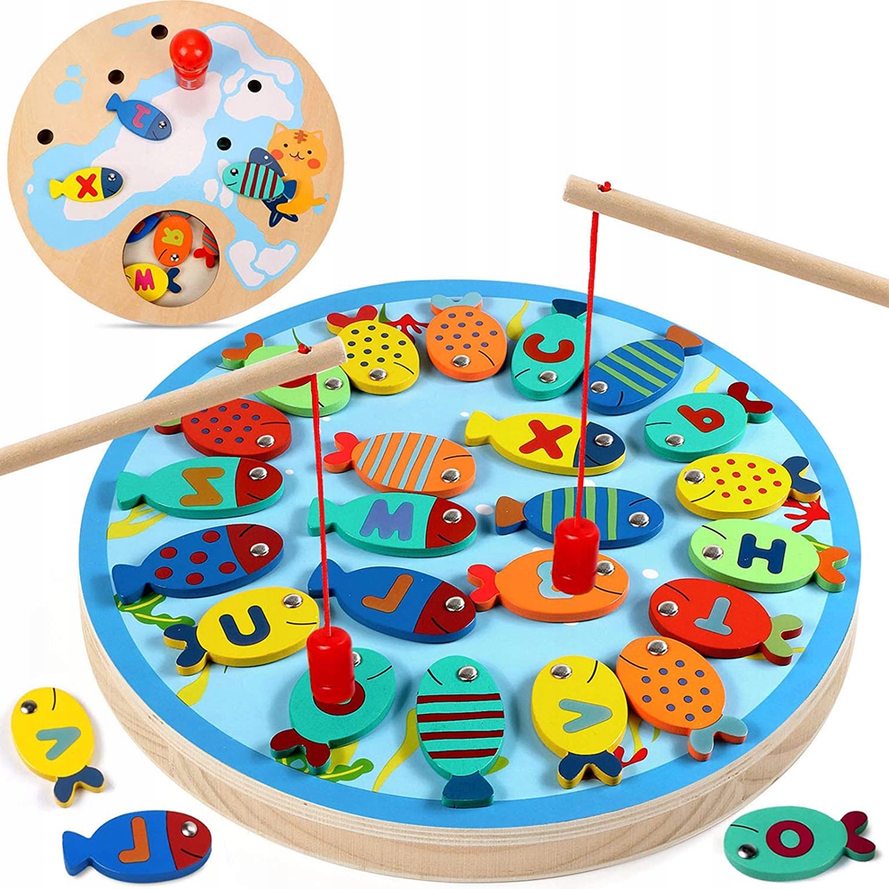 

Drewniana Gra Wędkarska Magnetyczna Montessori 2w1