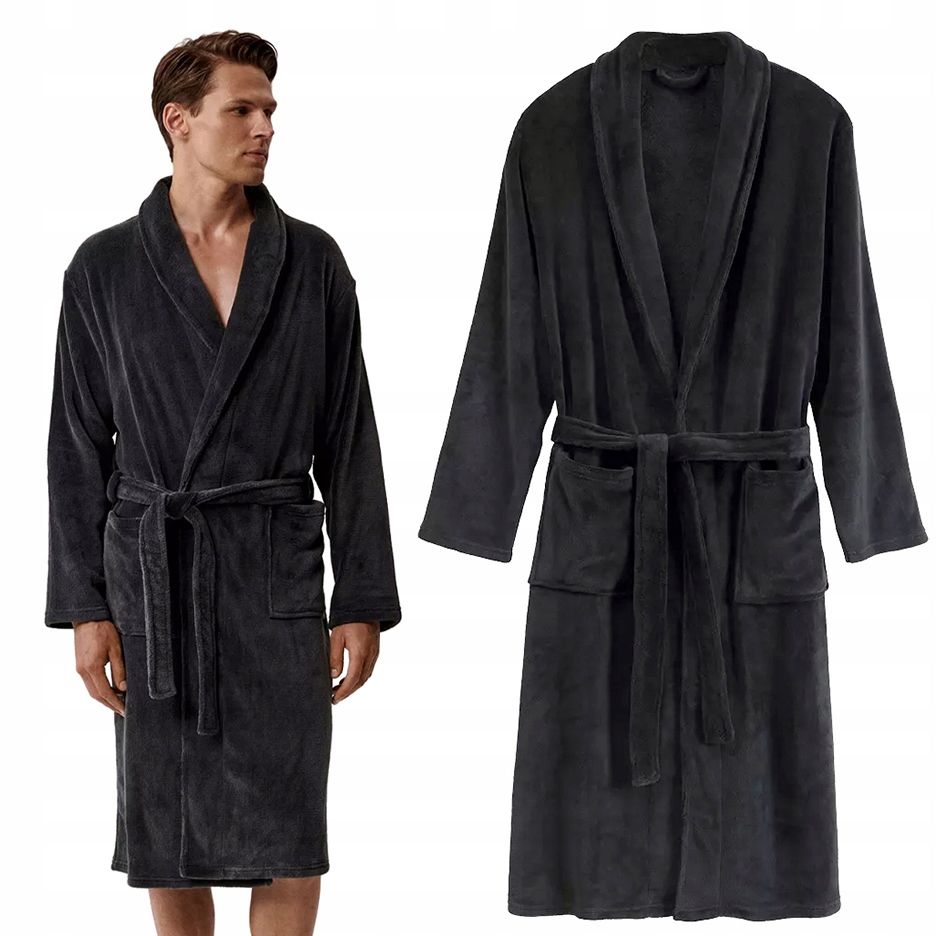 Pánský Župan Atlantic Elegantní s páskem Pohodlný Měkký Šedý M/L