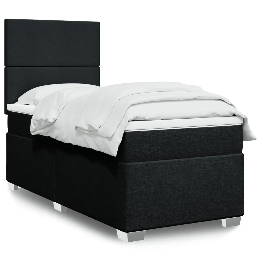 Box spring postel s matrací černá 90x200 cm textil Černý 3292666